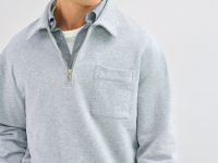 Толстовка с воротником поло на молнии, Серый