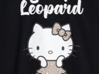 Футболка с принтом Hello Kitty для девочек, Черный