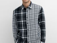 Рубашка в клетку из хлопка, Черный