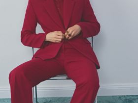 Расклёшенные брюки, Красный