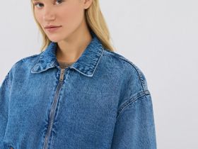 Джинсовый бомбер, Синий