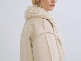 Дублёнка из искусственной замши и меха, Бежевый