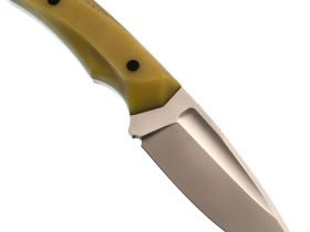 Нож Pocket Wolf Мини Тактик с долом, сталь AUS10Co, рукоять микарта, желтый