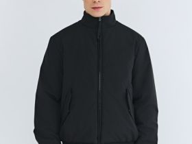 Утеплённая куртка с воротником-стойкой, Черный