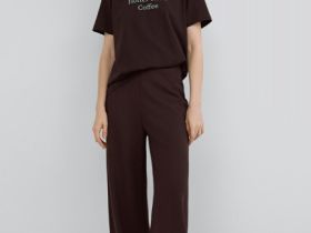 Футболка с принтом, Коричневый