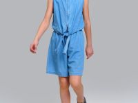 Полукомбинезон текстильный джинсовый для девочек