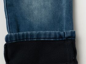 Полукомбинезон текстильный джинсовый утепленный флисом для девочек