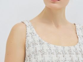 Твидовое платье мини на бретелях, Белый