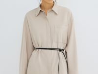 Рубашка с поясом-шнуром, Бежевый