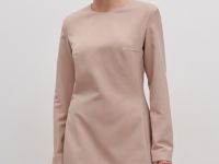 Платье мини с округлым воротником