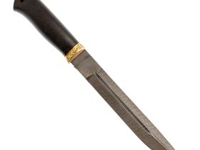 Туристический нож Пластун, дамасская сталь, граб