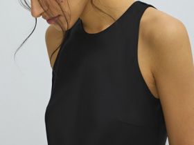 Платье макси из сатина, Черный