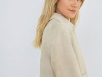 Короткая куртка из натуральной замши, Бежевый