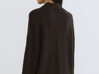 Джемпер поло из пушистой пряжи, Коричневый