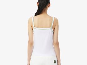 Женская хлопковая майка Lacoste с контрастными акцентами