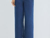 Широкие джинсы с высокой посадкой, Синий