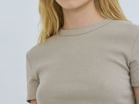 Футболка в рубчик, Бежевый