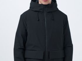 Утеплённая парка с накладными карманами, Черный