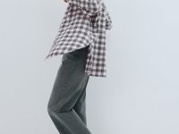 Удлинённая рубашка в клетку, Розовый