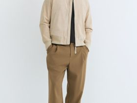 Бомбер из натуральной замши, Бежевый