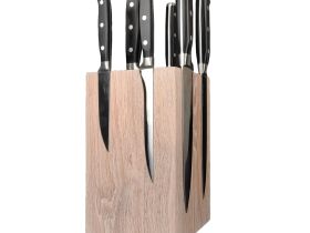 Подставка настольная магнитная для 6 ножей Woodinhome KS003SOW, дуб