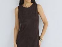 Платье миди из искусственной замши, Коричневый