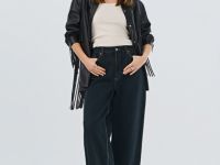 Рубашка из искусственной кожи с бахромой, Коричневый