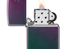 Зажигалка ZIPPO Logo Classic с покрытием Iridescent, латунь/сталь, фиолетовая, матовая, 36x12x56 мм
