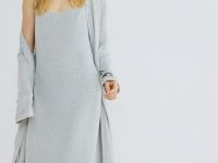 Платье макси на тонких бретелях, Серый