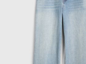 Широкие джинсы с высокой посадкой, Голубой