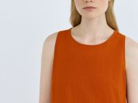 Платье А-силуэта из смесового льна, Оранжевый