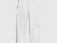 Прямые джинсы с разрезами на коленях, Белый