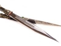 Сувенирный кавказский кинжал K-01, мельхиор, кожа