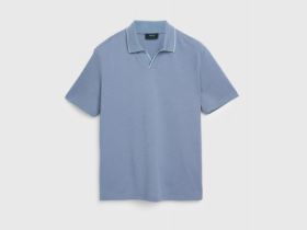 Поло из шелковистого пике, Синий