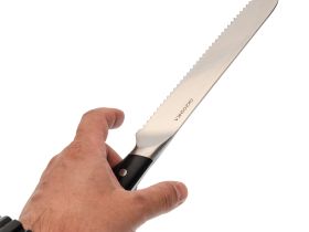 Набор кухонных ножей Okroshka Tartar в подставке, 5 ножей + ножницы, сталь 5cr15mov, рукоять сталь/пластик