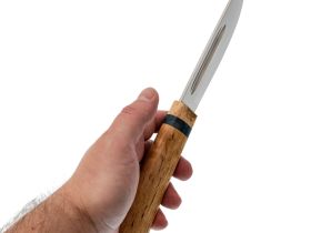 Нож Северный средний, сталь 65Х13, карельская береза с цветной вставкой