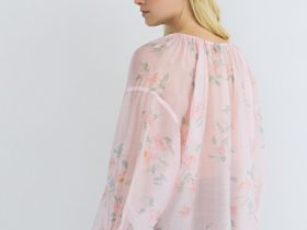 Блузка из тенселя с завязками, Розовый