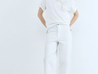 Футболка с цветочной аппликацией, Белый