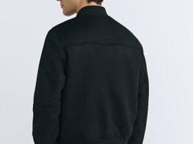 Бомбер из искусственной замши, Черный