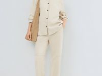 Прямые брюки из искусственной замши, Бежевый