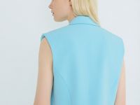 Однобортный жилет из поливискозы, Голубой