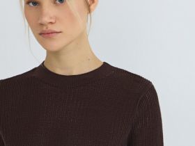 Ажурный джемпер с коротким рукавом, Коричневый