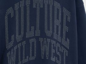 Худи с принтом и стразами для девочек, Синий