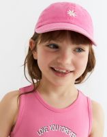 Розовая бейсболка с вышивкой ромашки для девочки Глория Джинс