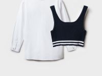 Комплект для девочек: блузка текстильная, жилет трикотажный