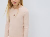 Лонгслив в рубчик для девочек, Бежевый