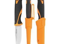 Нож Ganzo Fixed/Case, сталь 9Cr14Mov, рукоять прорезиненный пластик, чернo-оранжевый