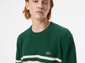 Мужской свитер Lacoste в полоску классического кроя