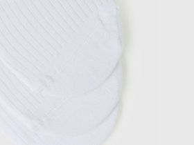 Носки-следки из хлопка в рубчик, 3 пары, Белый