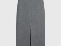 Трикотажная прямая юбка миди, Серый